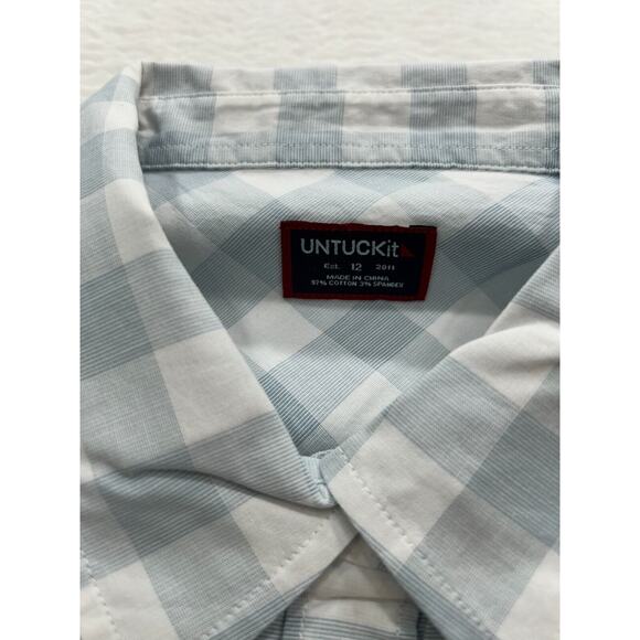 UNTUCKit Santa Marzi Shirt Womens Size 12 Blue Regular Fit Collar Button Down - Picture 4 of 7